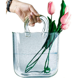 Florero Para Flores (hecho A Mano) - Bolso De Vidrio Para Florero Para Flores (hecho A Mano) - Bolso De Vidrio Para