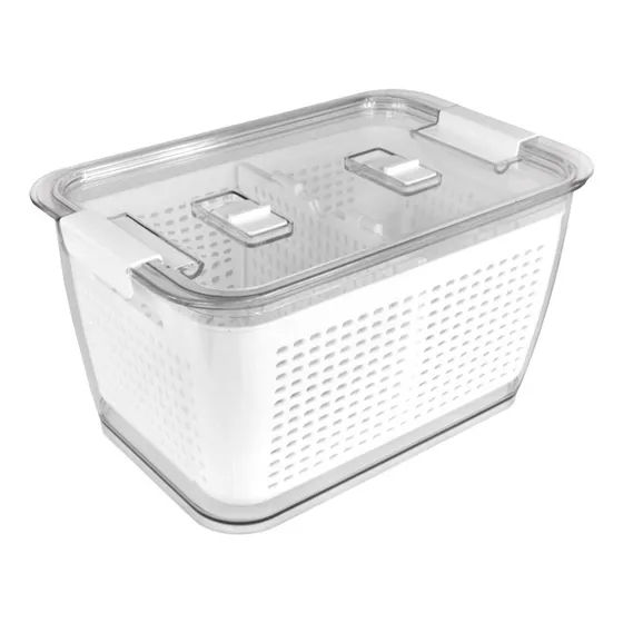 Organizador Refrigerador Con Cesta Mediana Simplit Color Blanco