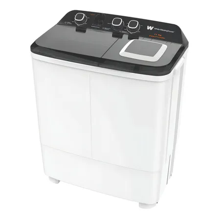 White Westinghouse Lavadora Semiautomática Capacidad 11kg Doble Tina, Centrifugado, Tapas Transparentes, Patas Removibles, Anti-plagas, Gabinete Plástico Anti-óxido Modelo Wwxctt11703bk