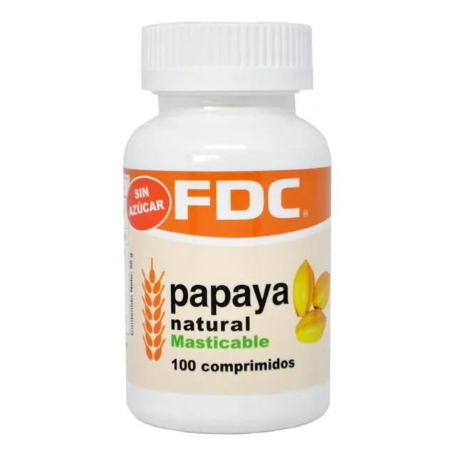 Papaya Enzima 100 Comp Masticables Sin Azúcar Fdc