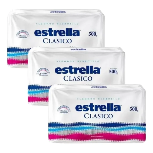 Set X3 Algodon Estrella Clasico Super X 500 Grs