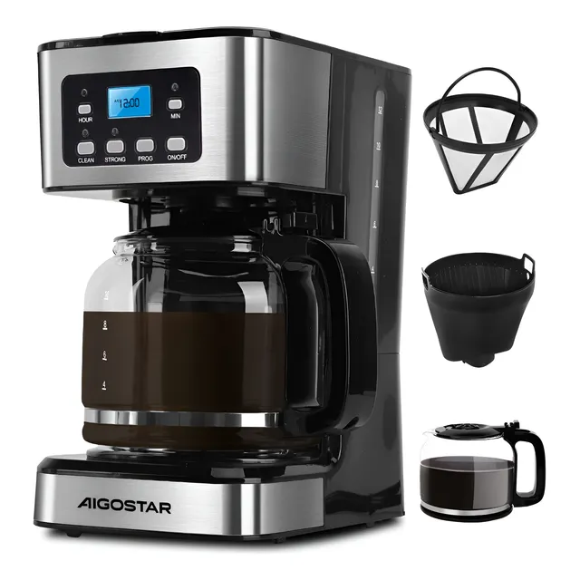 Cafetera De Goteo Programable 12 Tazas, 1,8l, 950w, Aigostar