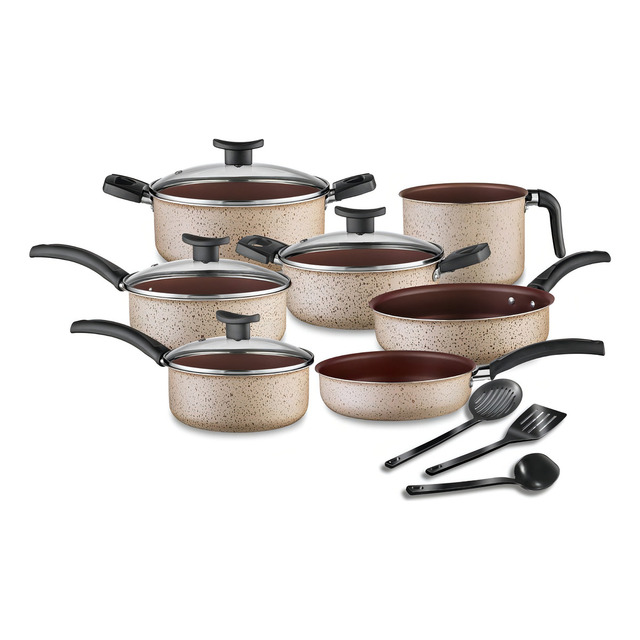 Conjunto De Panelas Antiaderente 10 Peças Teflon Linha Coffee Cappuccino Tampa De Vidro Conjunto De Panelas Antiaderente 10 Peças Teflon Linha Coffee Cappuccino Tampa De Vidro