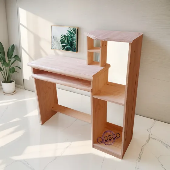 Mesa Escritorio Pc Con Alzada Cd Pino Macizo
