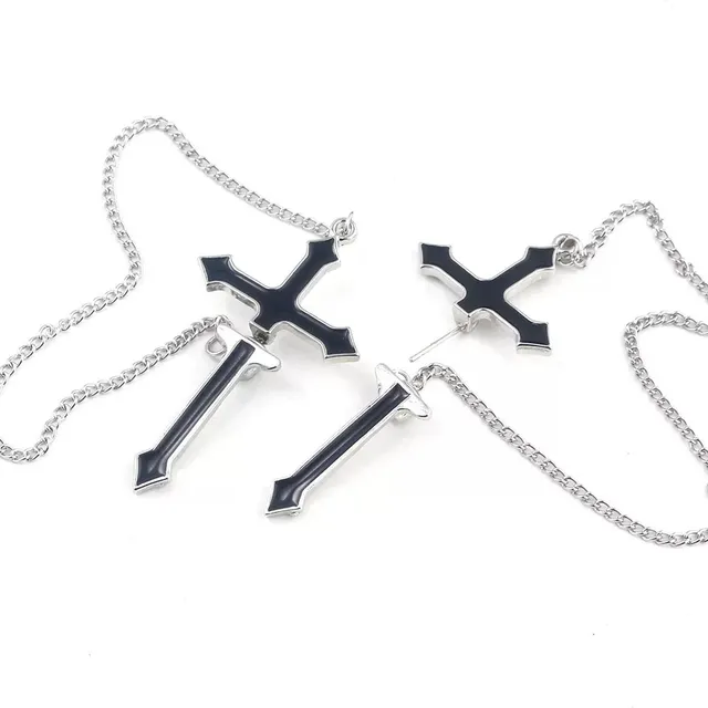 Aretes Punk Cruz Gotico Choker Aesthetic Rock Regalo Mujer