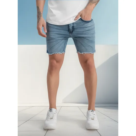 Bermuda Tukson Escocia Hombre Slim Jean Azul Corto 2025