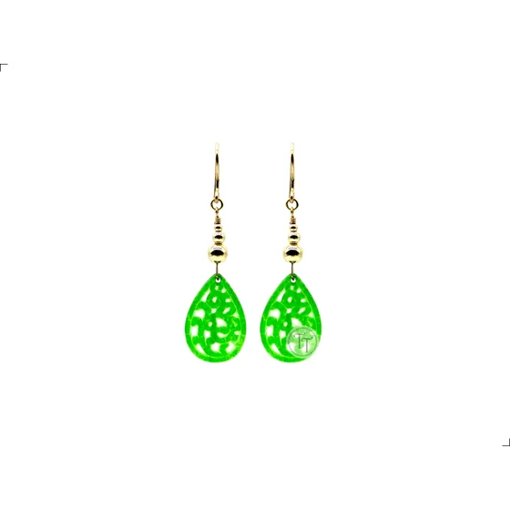 Aretes Jade Oro Italiano 14k By Thiago Turcott® Drop