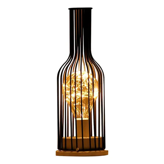 Velador Escritorio Led Luz Cálida Lámpara Hierro Pilas Retro Botella Base Blanca Alitrade MQ-118