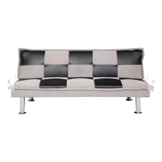 Futón Prius Ajedrez Bipiel (cuero Negro-tela Beige Sofá-cama Beige Liso (Reacondicionado)