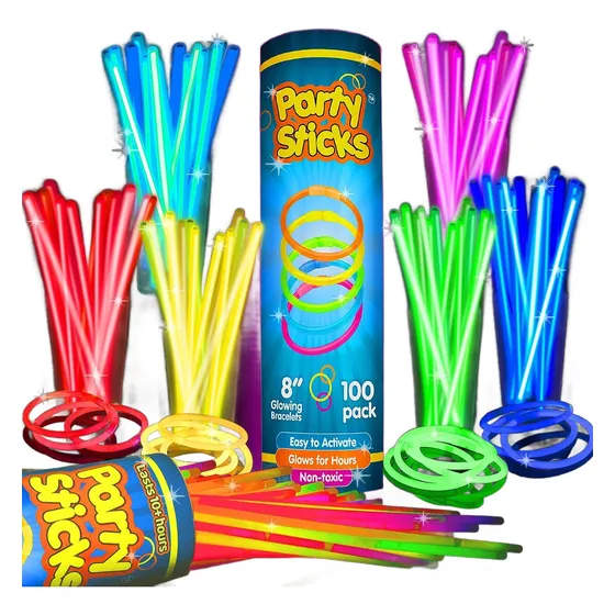 100 Pulseras Fiesta Fluor Cotillon - Larga Duracion 