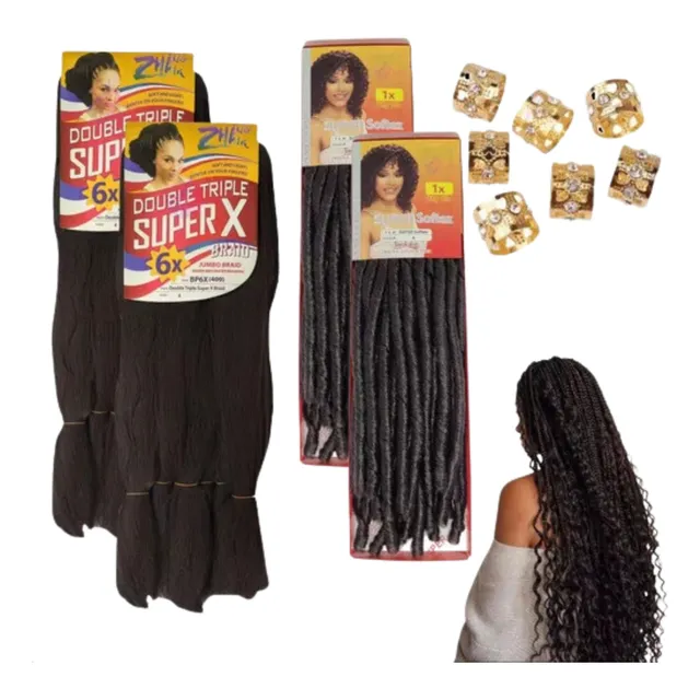 Kit Gypsy 2 Cabelo Jumbo 400 Gramas + 2 Nina Softex + Anéis