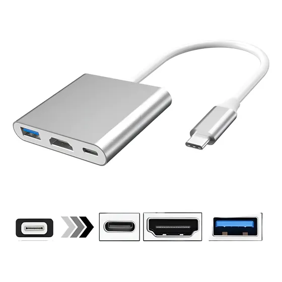 Adaptador Usb Tipo C Para Hdmi, Usb E Tipo C (otg Type C)