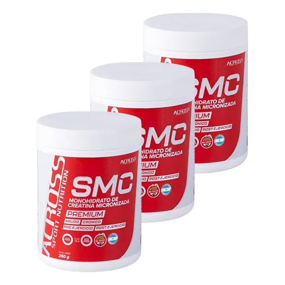Kit 3 Creatina Monohidrato Suplemento Across 250gr Sin Sabor