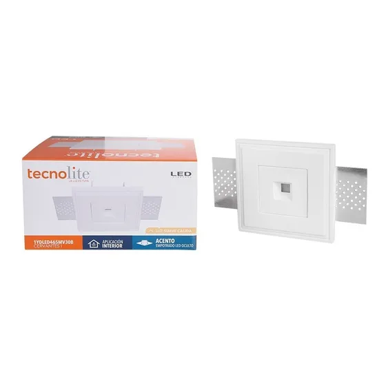 Downlight Led De Yeso, 1 W, Luz Cálida, Tecnolite Estructura Blanco