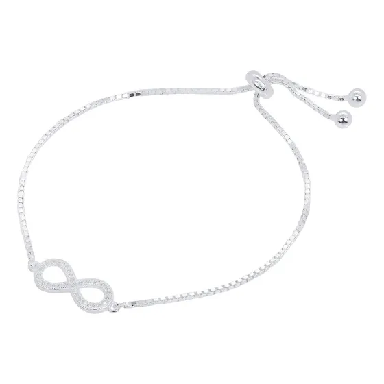 Pulseira Infinito Com Zirconia Prata 925