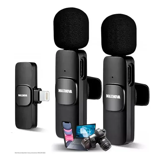 Microfone Sem Fio Duplo Lapela Profissional iPhone Android Cor Lightning - iPhone