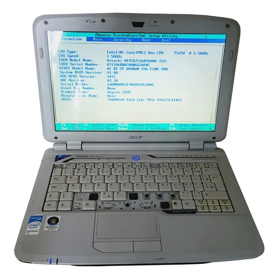 Notebook Acer Aspire 2920 Core2duo 1gb Precisa Reparo - Leia
