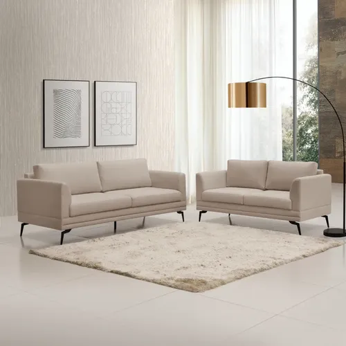 Conjunto Sofá 3x2 Lugares Moscou 2763 Amêndoa | Parcelamento sem juros