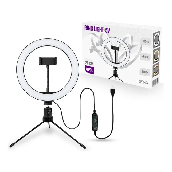 Iluminador Led 20cm Suporte Usb Luz Celular Foto Filmagens Cor da estrutura Preto Cor da luz Branco-neutro 127/220V