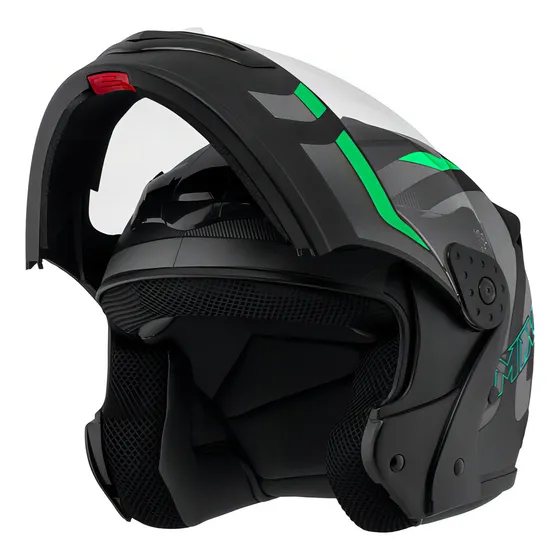 Capacete Robocop Escamoteável Fechado Mixs Gladiator Delta S Cor Cinza Verde Fosco Tamanho do capacete 60