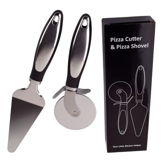 Cortador De Pizza Con Espatula En Acero Juego De 2 Piezas
