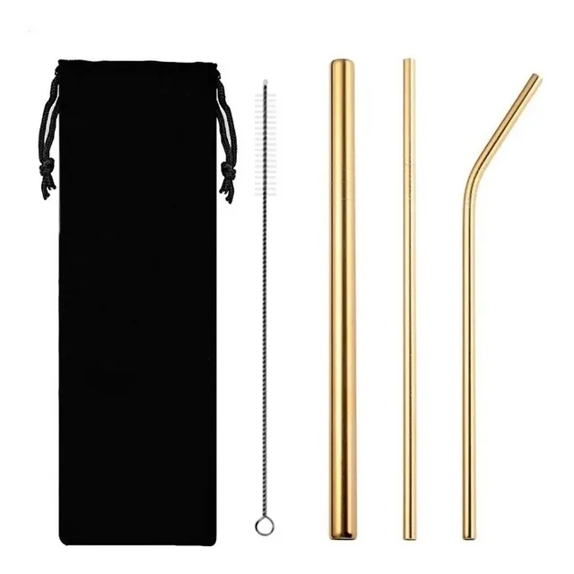 Kit 3 Pitillos Ecológicos Metálicos Con Bolsa De Tela