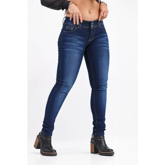 Pantalón Mujer C026 Jeans Skinny Elastizado Denim Localizado