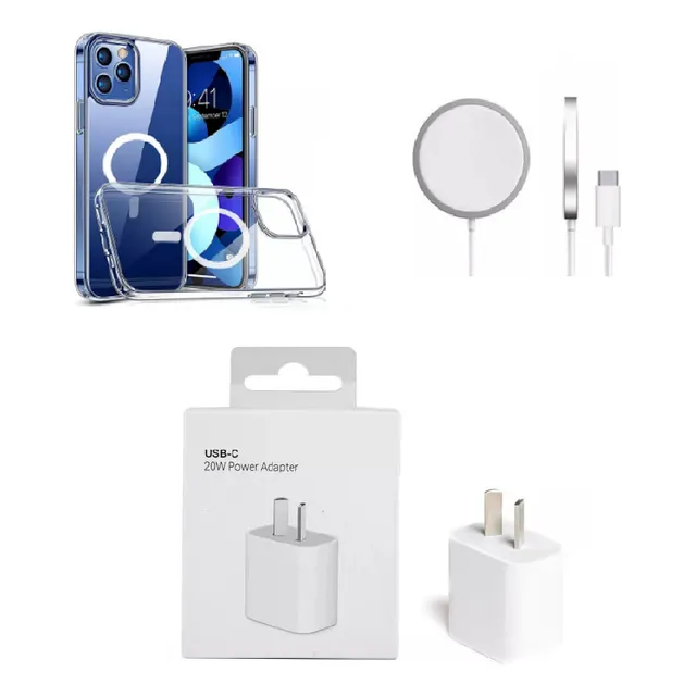 Funda Magnetica + Cargador Inalambrico+ Adapt 20w