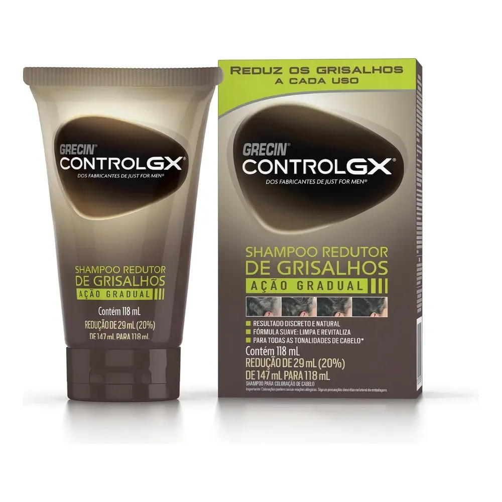 Shampoo Redutor de Grisalhos Grecin Control GX Para Todas os Tons Cabelo 118ml