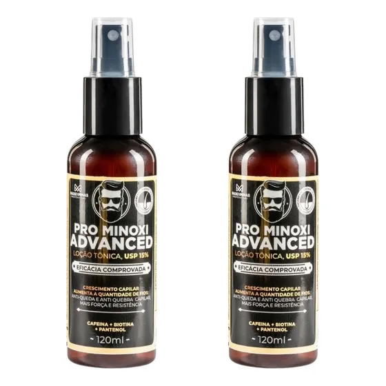 Kit 2 Tónicos Crecimiento Barba Cabello Pro Minoxi Advanced 
