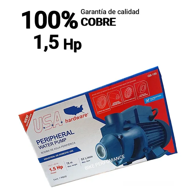 Bomba Agua 1,5 Hp Usa Industrial Potente 100% Cobre Reforzad