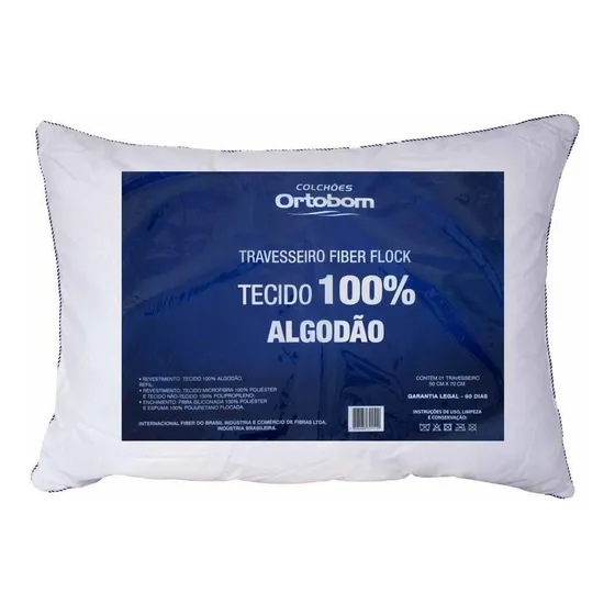 Travesseiro Antialérgico Fiber Flock Fibra Silicone Ortobom