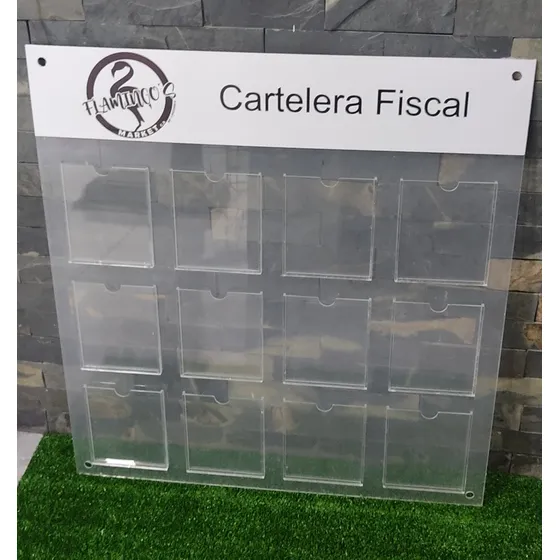 Cartelera Fiscal En Acrílico De 12 Bolsillos 1/4 Carta