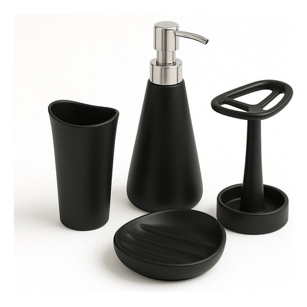Juego De Baño Kit Accesorios Blanco Y Negro 4 Piezas Juego De Baño Kit Accesorios Blanco Y Negro 4 Piezas