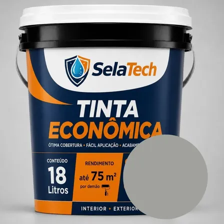 Tinta Econômica 18l Acrílica Fosca Selatech Cinza Elefante