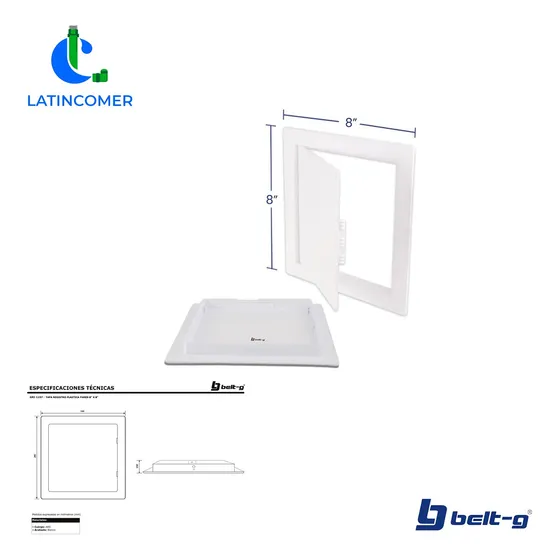 Tapa Registro Plastica Pared 8  X 8   - Gri-1197