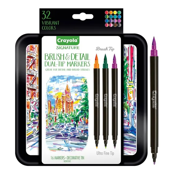 16 Marcadores Punta De Pincel Y Fina Crayola Lettering Arte