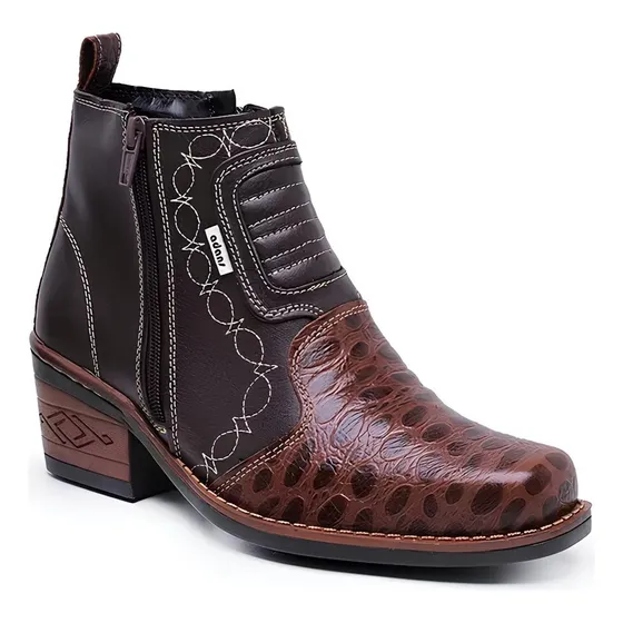 Bota Country Couro Legitimo Ziper Butina Rodeio