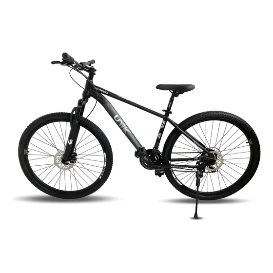 Bicicleta Todo Terreno Mtb Rin 29 Unik Montaña Suspension 24 Vel Ruta Campo Ciudad Resistente Cambios Frenos Disco Cicla Deporte Ciclismo Mountain Bike Acero Uso Diario Negro Xl