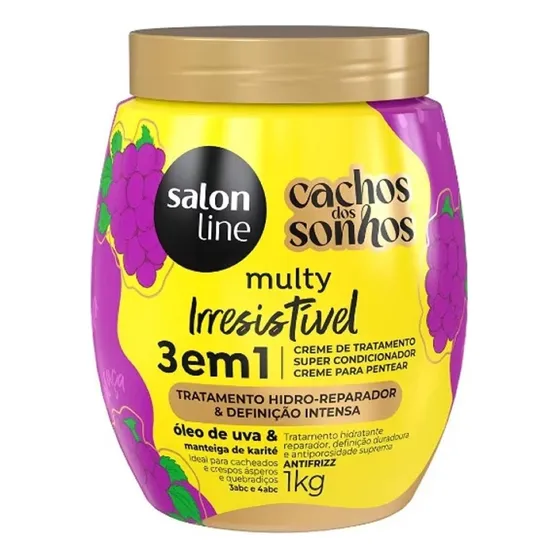 Creme Pentear Uva 3 Em 1 Cahos Dos Sonhos 1kg Salon Line