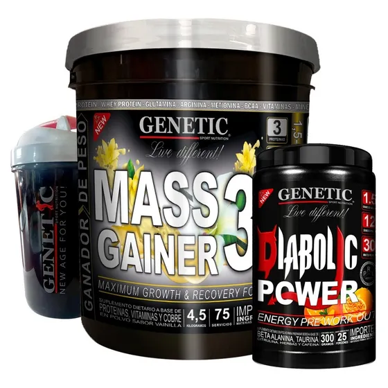 Masa Muscular Mass Gainer Preentreno Diabolic Shaker Genetic Sabor Vainilla