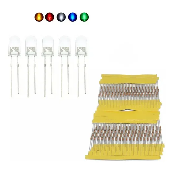 Led Alto Brilho 5mm 100 Und + Resistor Para Tensão Desejada