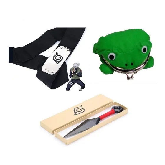 Bandana+ Sapo Monedero + Kunai De Naruto Aldea De La Hoja