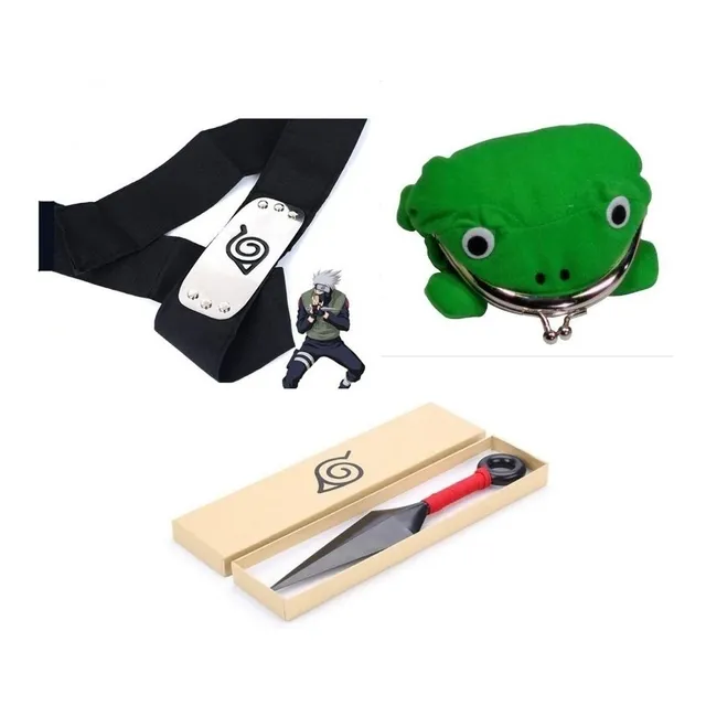 Bandana+ Sapo Monedero + Kunai De Naruto Aldea De La Hoja