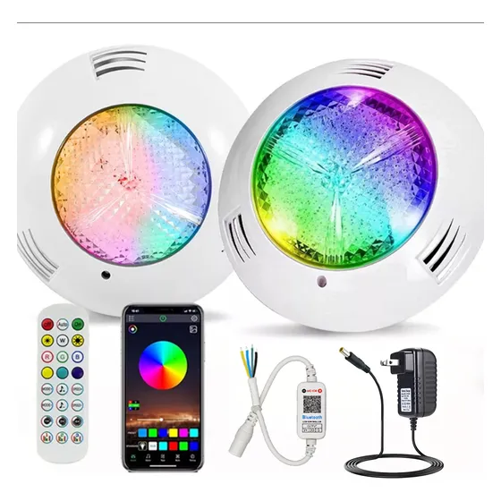 2 Luces Bluetooth Lampara para Alberca Rgb+ 48w Transformador