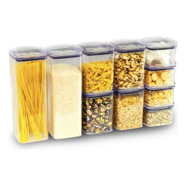 Kit 10 Organizadores Pote Hermético Empilhável Em Acrílico