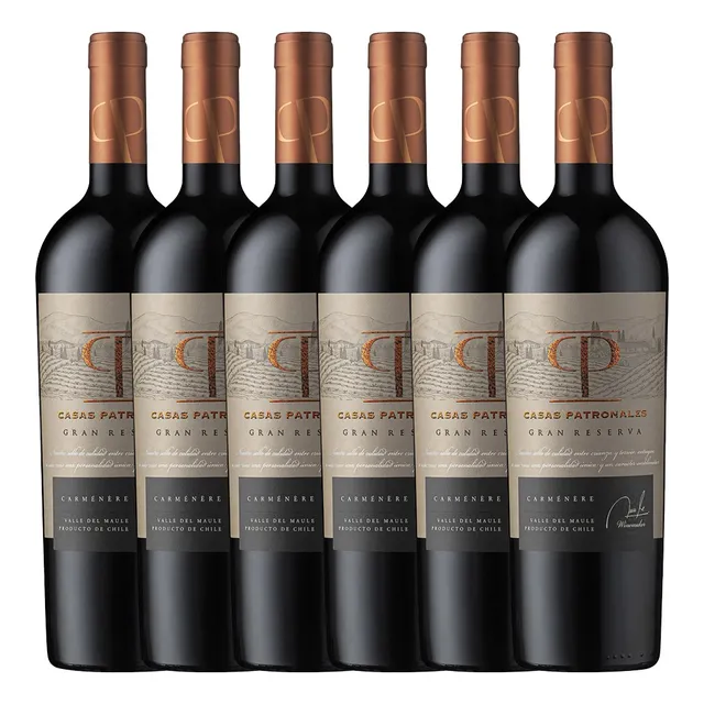 Vino Carménère Casas Patronales Gran Reserva 750 cc pack x 6 u