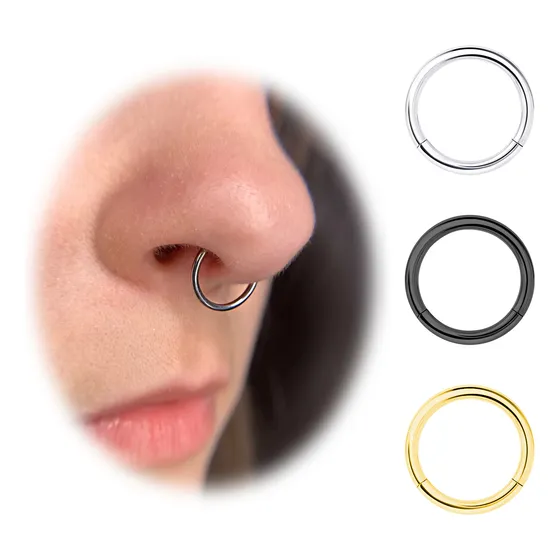 Piercing Septum Acero Quirúrgico Argolla Oreja Nariz 10mm Color Negro