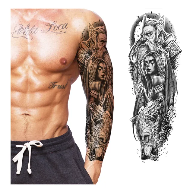 Tatuagem Temporária Mitologia Nórdica Real - Braço Inteiro