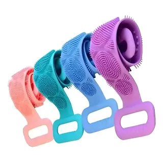 2 Escovas Esponja Banho Bucha Costas Corpo Flexível Silicone Disponivel